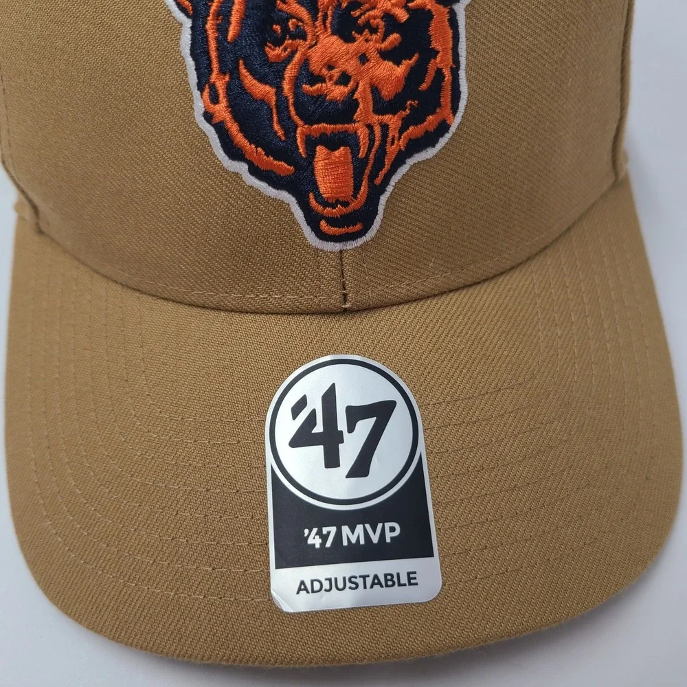 Chicago Bears Hat Adjustable 47 Brand MVP Brown NFL Super Bowl XX Patch Logo Men